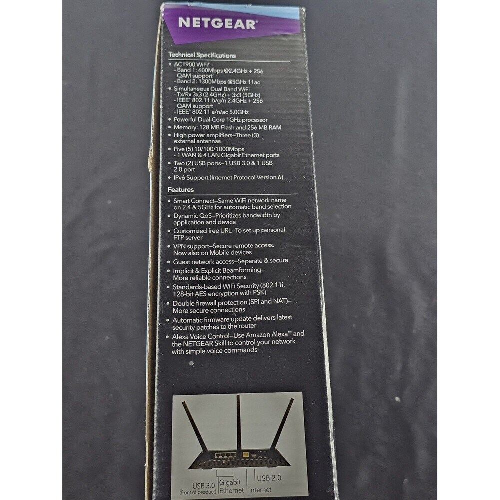 NETGEAR Nighthawk R7000 AC1900 Dual-Band WiFi Router - Picture 7 of 9